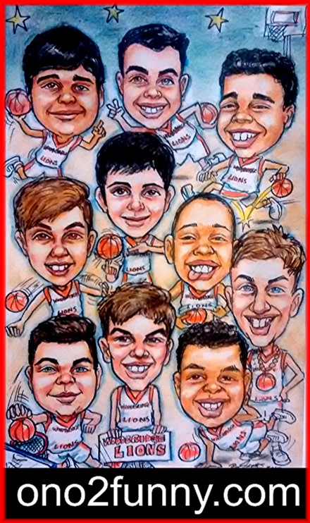 
 Toronto caricatures artist Pat Popular ono2funny Sports team basketball